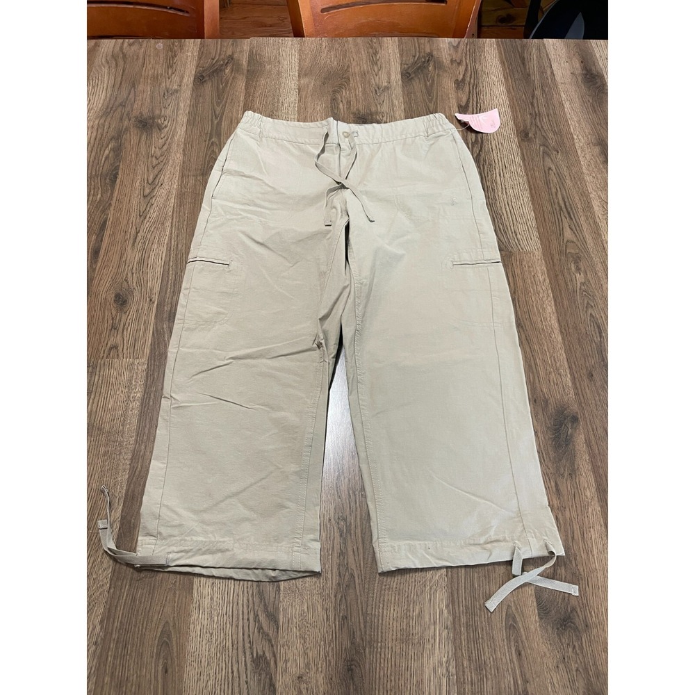 Danskin Now Pants, Women's Size Small, Tan, Straight Leg, Ankle Tie